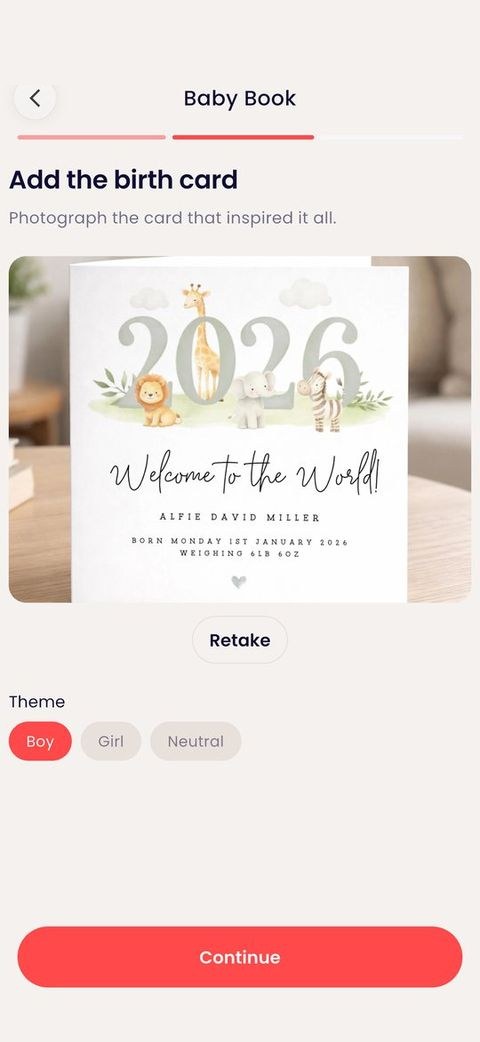 Add the birth card.
