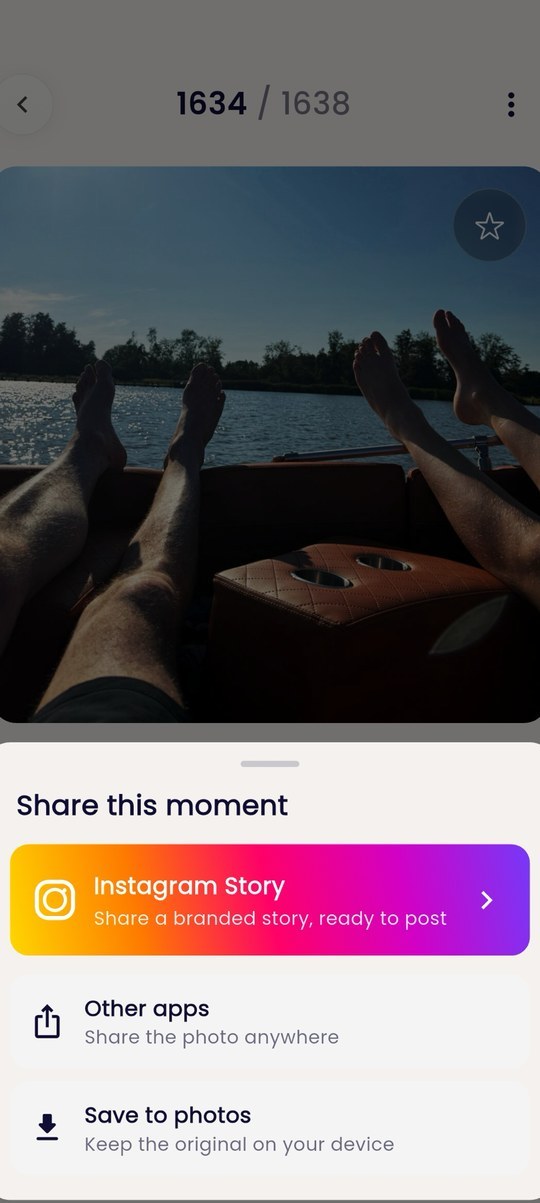 De app: deel het moment van vandaag als Instagram Story